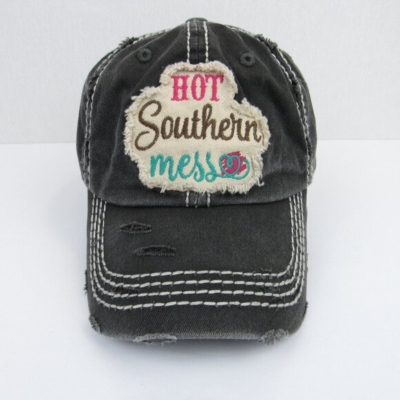 Hot Southern Mess Women's Gray Cap Distressed Baseball Hat Kbethos Vintage - Picture 1 of 11
